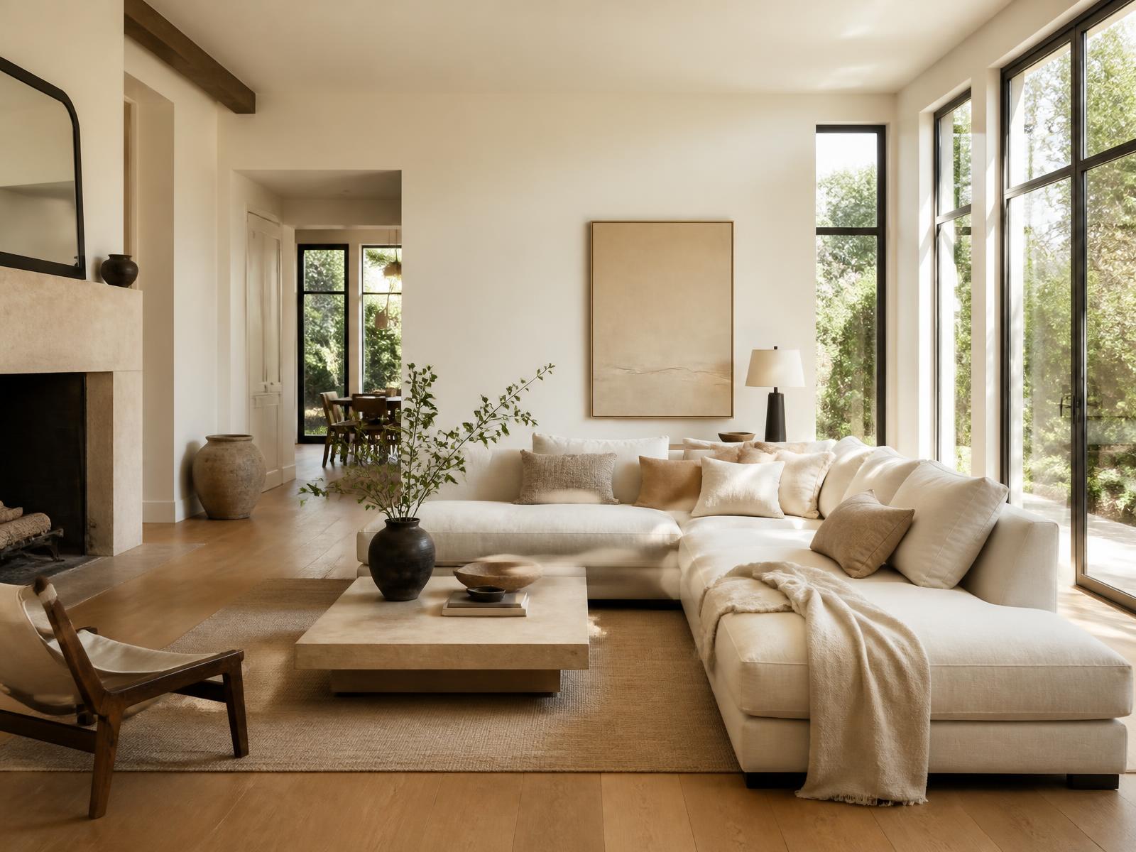 Sunlit living room interior